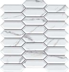 Emser Tile Elegan Series W95ELEGCA1111MPKM Porcelain Mosaic Tile, 13 in L Tile, 10 in W Tile, Pressed Edge, Calacata