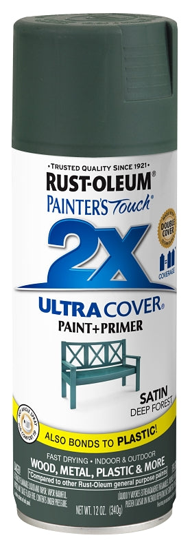 2X Ultra Cover 342062 Enamel Spray Paint, Satin, Deep Forest, 12 oz, Can