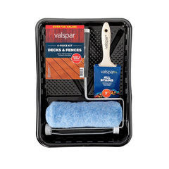 Valspar Decks & Fences 889905140 Paint Roller Kit, Textured, Deck and Fences Surface, Knit Fabric/Plastic/Polyester
