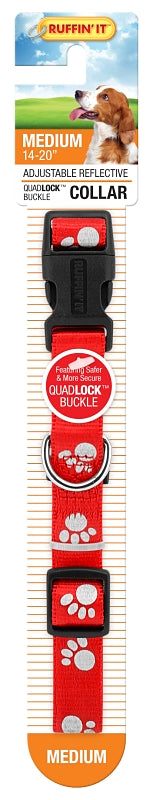 Ruffin'It 39242 Reflective Dog Collar, 14 to 20 in L, 3/4 in W, Nylon, Assorted