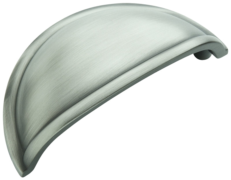 Amerock Cup Pulls Series BP53010AS Cup Cabinet Pull, 3-7/16 in L Handle, 1-5/8 in H Handle, 1 in Projection, Zinc