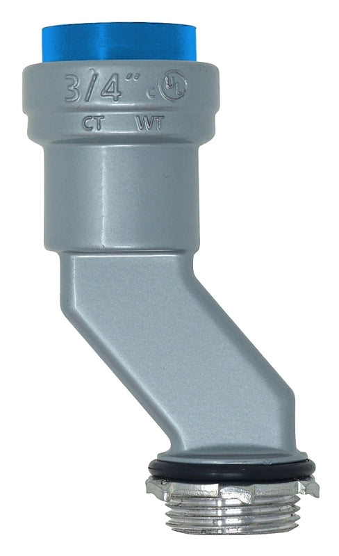 Southwire SIMPush 65083101 Offset Nipple Connector, 3/4 in Push-In, 1.65 in OD, Aluminum, Powder-Coated