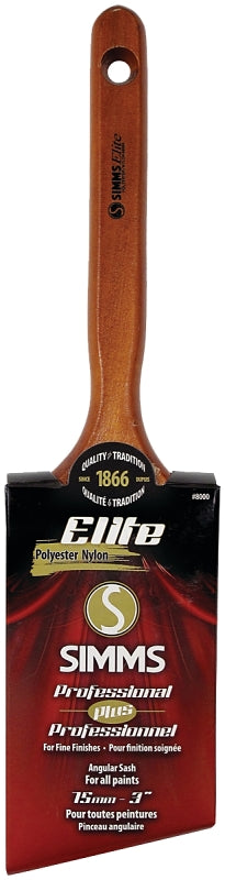 Elite 8000-75 Angular Sash Brush, 3 in W, 3-1/8 in L Bristle, Nylon/Polyester Bristle