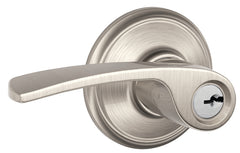 Schlage Merano Series F51AV MER 619 Entry Door Handleset Lockset with Century Trim, Mechanical Lock, Satin Nickel, Metal