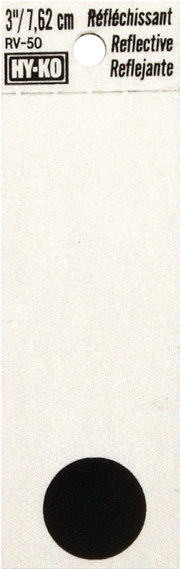 Hy-Ko RV-25/. Reflective Sign, Character: ., 2 in H Character, Black Character, Silver Background, Vinyl