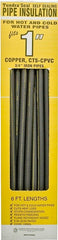 Quick R 31181T Pipe Insulation, 6 ft L, Polyolefin, Charcoal, 1 in Pipe