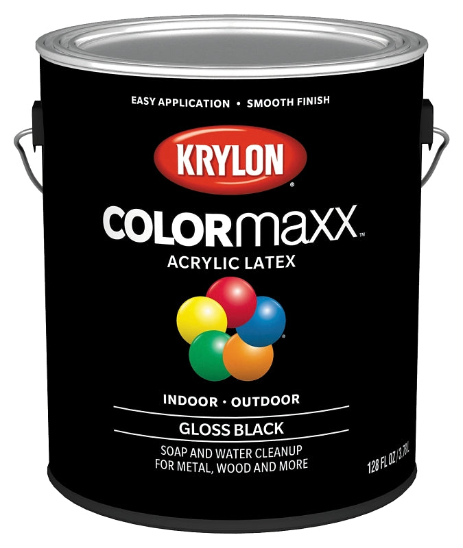 Krylon K05648007 Exterior Paint, Gloss, Black, 1 gal