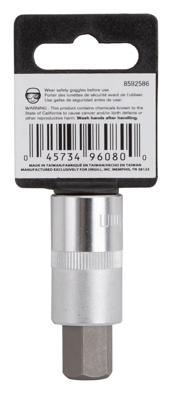 Vulcan Hex Bit Socket, Chrome, 14 mm, 1/2 in Drive, 2-1/2 in OAL