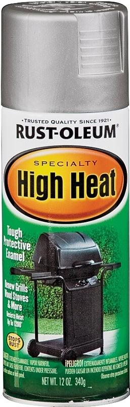 Specialty 7716830 High Heat Spray Paint, Satin, Silver, 12 oz, Can, Oil Base