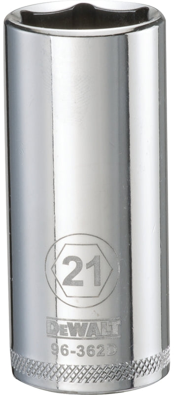 DeWALT DWMT96362OSP Drive Socket, 21 mm Socket, 3/8 in Drive, 6-Point, Vanadium Steel, Polished Chrome