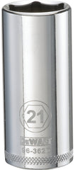 DeWALT DWMT96362OSP Drive Socket, 21 mm Socket, 3/8 in Drive, 6-Point, Vanadium Steel, Polished Chrome
