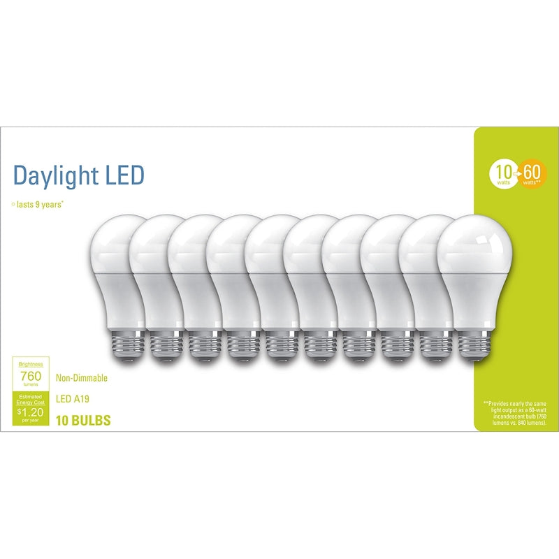 GE Industrial Solutions 93098308 LED Bulb, General Purpose, A19 Lamp, 60 W Equivalent, E26 Lamp Base, Frosted
