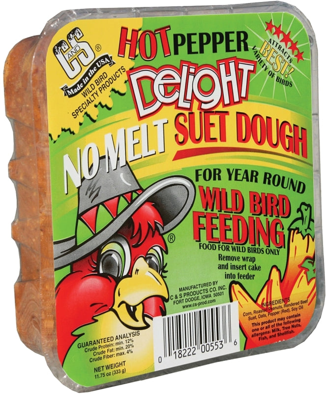 C&S No Melt Suet Dough Delights CS12553 Bird Suet, Hot Pepper Flavor, 11.75 oz