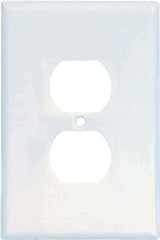 Eaton Wiring Devices 2142W-BOX Receptacle Wallplate, 5-1/4 in L, 3-1/2 in W, 1 -Gang, Thermoset, White, High-Gloss