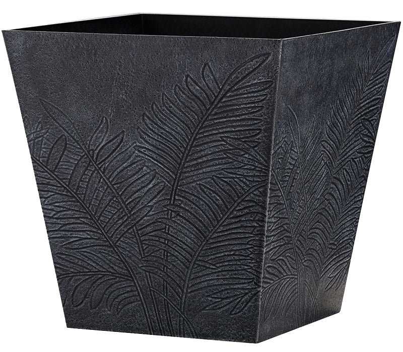 Southern Patio RUB-091523 Short Planter, Subtle Imprint Design, Rubber, Black/Gray