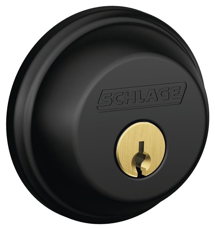 Schlage B60622 Deadbolt, Matte Black, Metal, C Keyway, Re-Key Technology: Traditional, Residential, Grade 1 Grade, Yes