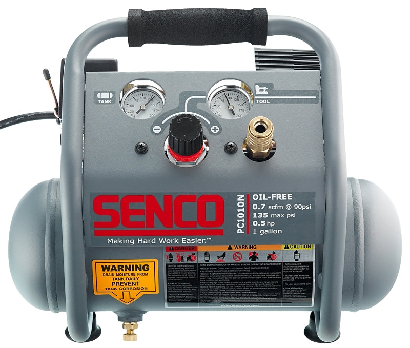 Senco PC1010N Air Compressor, Tool Only, 1 gal Tank, 0.5 hp, 115 V, 135 psi Pressure, 0.7 scfm Air