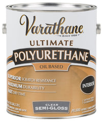 Rust-Oleum 6032 Polyurethane, Semi-Gloss, Liquid, Clear, 1 gal, Can