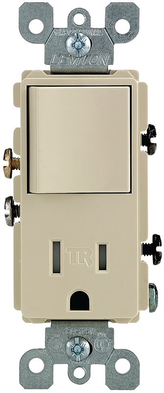 Decora 5625 S01-T5625-0IS Combination Switch/Receptacle, 1 -Pole, 15 A, 120 V Switch, 125 V Receptacle, Ivory