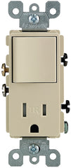 Decora 5625 S01-T5625-0IS Combination Switch/Receptacle, 1 -Pole, 15 A, 120 V Switch, 125 V Receptacle, Ivory