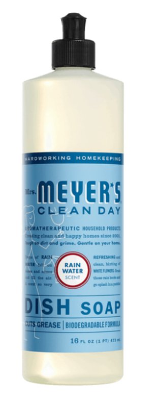 Mrs. Meyer's Clean Day 11926 Dish Soap Refill, 16 fl-oz Bottle, Liquid, Rain Water, Colorless