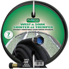 Flexon WS50 Soaker Hose, 1/2 in, 50 ft L, Rubber, Black