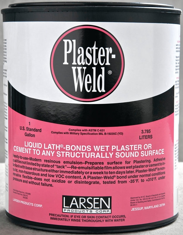 Larsen Plaster-Weld PWG04 Bonding Agent, Liquid, Low to Slight Acetic, Pink, 1 gal Pail