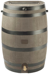 RTS 55100006005600 Rain Barrel, 50 gal Capacity, Plastic, Woodgrain