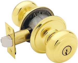 Schlage Georgian Series F51A GEO605KA4 Entry Knob Set, Knob Handle, Bright Brass, Metal, C Keyway, Residential, Yes
