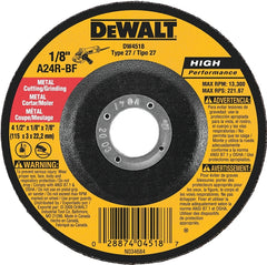 DeWALT DW4518 Grinding Wheel, 4-1/2 in Dia, 1/8 in Thick, 7/8 in Arbor, 24 Grit, Very Coarse