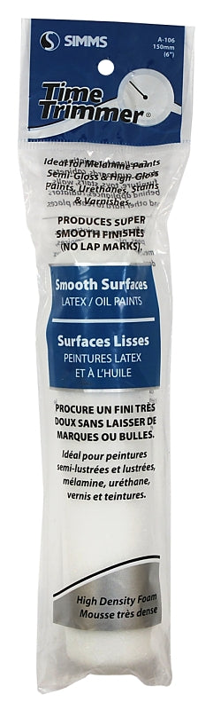 Time Trimmer Super Fine A-106 Mini Roller Refill, 7/16 in Thick Nap, 6 in L, Foam Cover