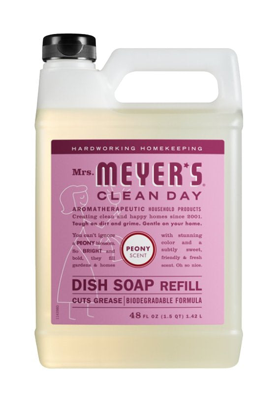 Mrs. Meyer's Clean Day 11408 Dish Soap, 48 fl-oz Bottle, Liquid, Peony, Colorless