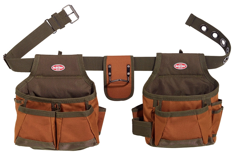Bucket Boss 50200 Builder's Rig, 52 in Waist, Poly Ripstop Fabric, Brown/Green, 12-Pocket