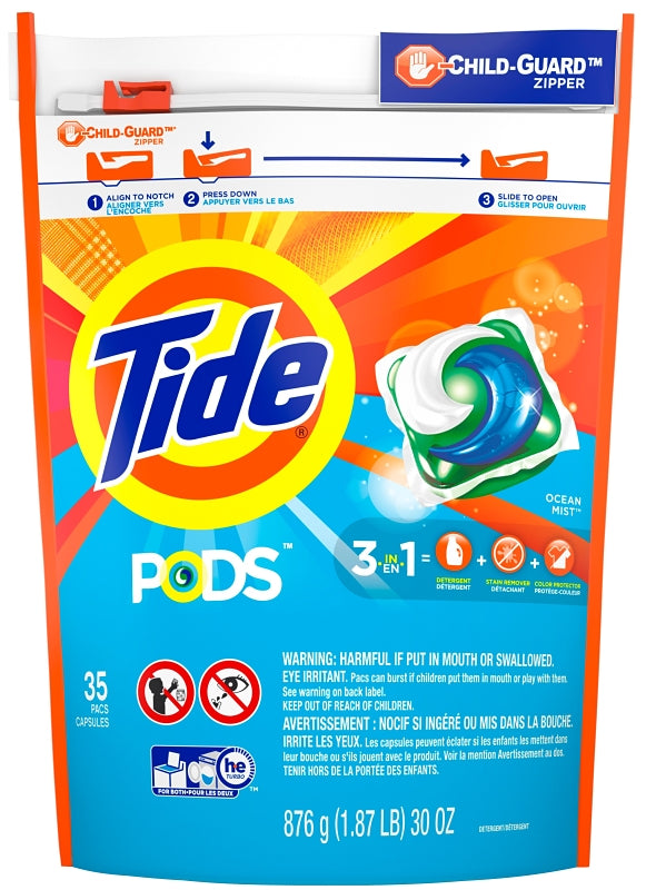 Tide 93126 Laundry Detergent, 35 CT, Liquid, Ocean Mist