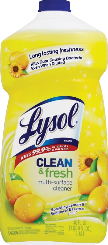Lysol 1920078626 All-Purpose Cleaner, 40 oz Bottle, Liquid, Fresh Lemon, Clear