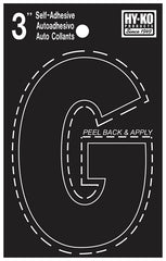 Hy-Ko 30400 Series 30417 Die-Cut Letter, Character: G, 3 in H Character, Black Character, Vinyl