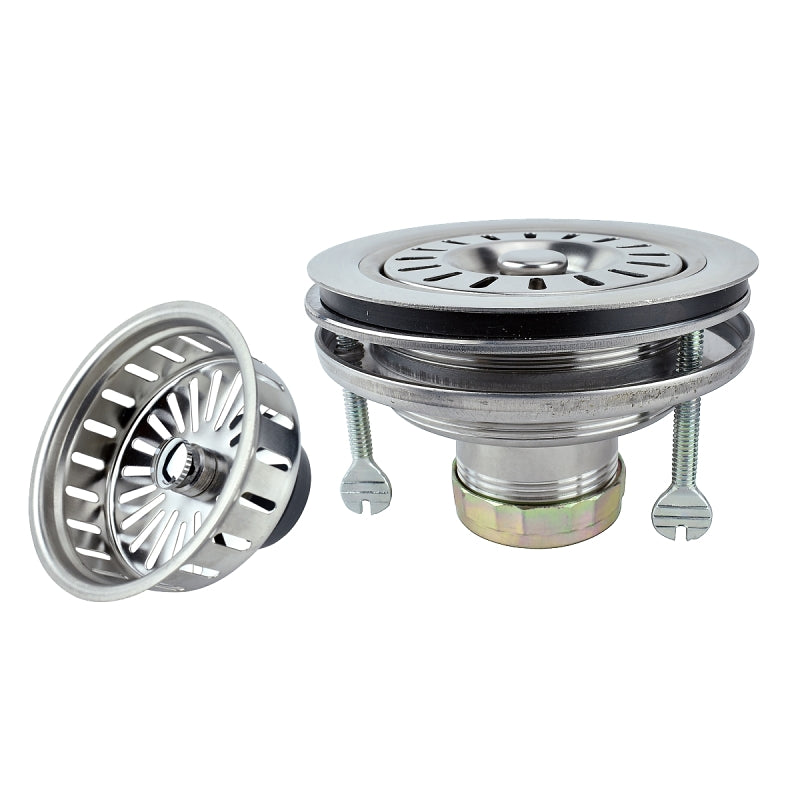 Keeney K5416TFL Rust-Resistant Strainer, 4-1/2 in Dia, Stainless Steel, For: Standard 3-1/2 in Sink