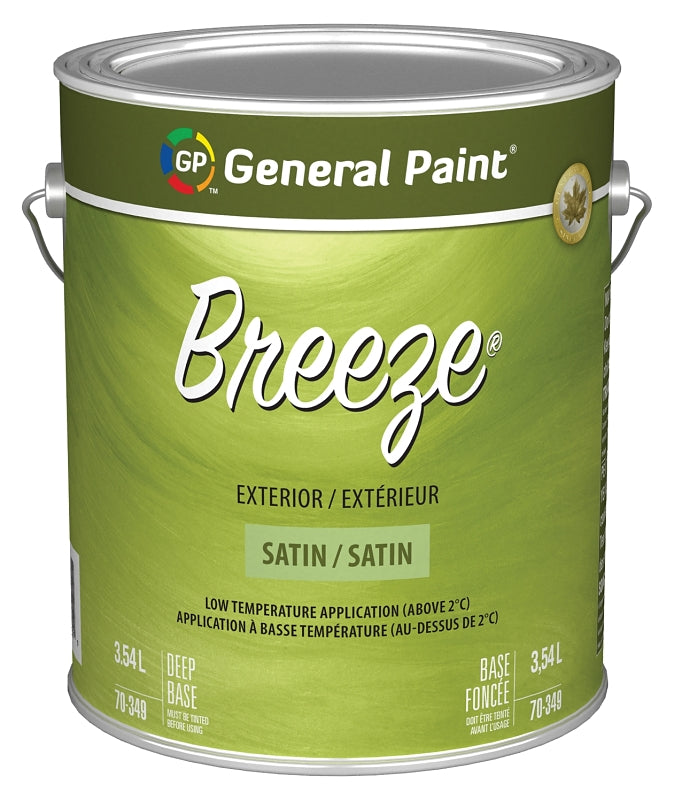 General Paint Breeze 70-349-16 Exterior Paint, Satin, Deep Base, 1 gal
