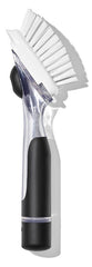 Oxo 12361700 Soap Dispenser Dish Brush, Nylon Bristle, 9.3 in L, Plastic/Rubber Handle, Black/Clear/White