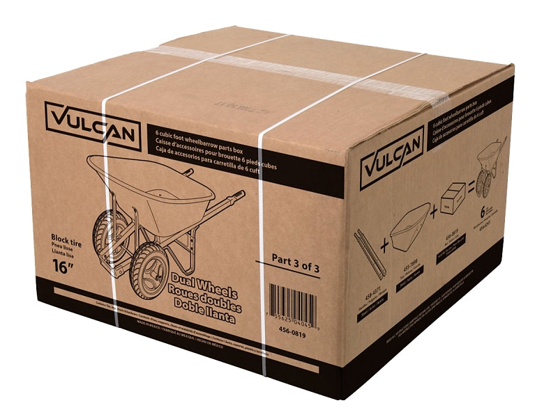 Vulcan 34887 Wheelbarrow Parts w/16 in Pneumatic Wheels, For 6 cu-ft Steel Wheelbarrow Kit