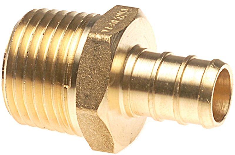 Apollo Valves APXMA3412 Pipe Adapter, 1/2 x 3/4 in, PEX x MPT, Brass, 200 psi Pressure