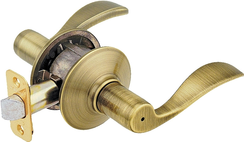 Schlage Accent Series F40 ACC 609 Privacy Lever, Mechanical Lock, Antique Brass, Lever Handle, Metal, Residential