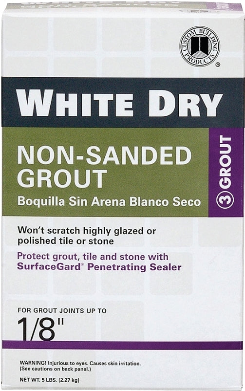 CUSTOM WDG5-4 Non-Sanded Grout, Powder, Characteristic, White, 5 lb Box