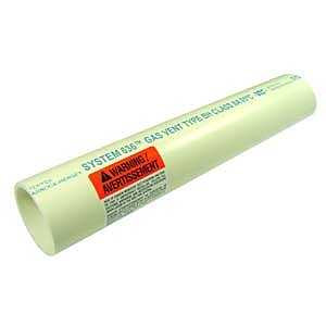 Homerite System 636 194000 Flue Gas Vent Pipe, 2 in OD, 10 ft L, PVC