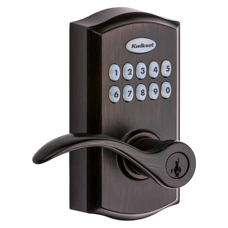 Kwikset 955PML 11P SMT CP Electronic Pembroke Lever, Venetian Bronze, Commercial, AAA Grade, Zinc, Keypad Included