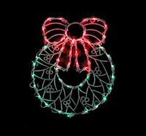 Hometown Holidays 60307 Window Decor Wreath, LED Bulb, Red/Green Bulb, Suction Cup Hook Mounting
