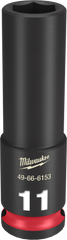 Milwaukee SHOCKWAVE Impact Duty Series 49-66-6153 Deep Impact Socket, 11 mm Socket, 3/8 in Drive, Square Drive, 6-Point