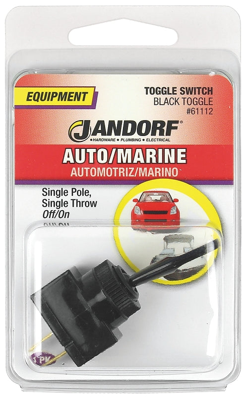 Jandorf 61112 Switch, 20 A, 12 VDC, SPST, Tab Terminal, Black