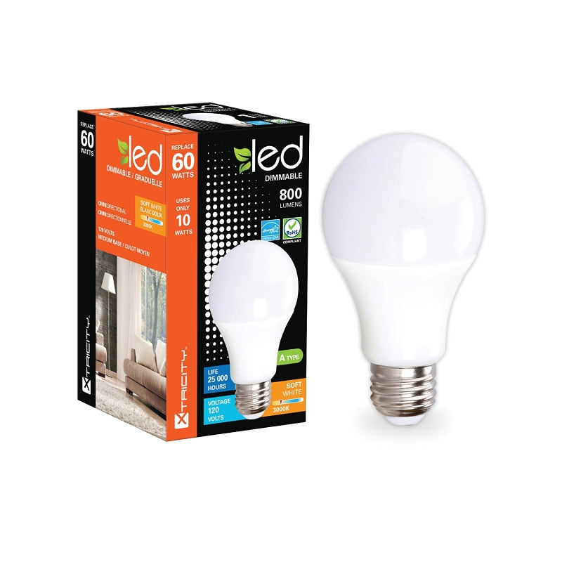 Xtricity 1-60096 LED Bulb, General Purpose, 60 W Equivalent, Medium Lamp Base, Dimmable, Soft White Light
