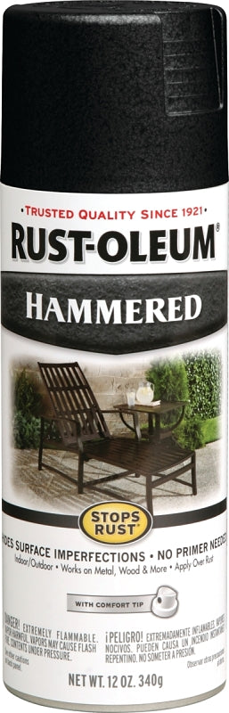 Stops Rust 7215830 Rust Preventative Spray Paint, Hammered, Black, 12 oz, Can